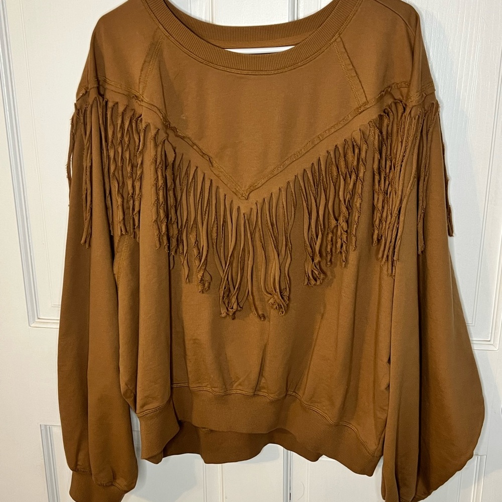 Chelsea DeBoer collection-fringe sweatshirt